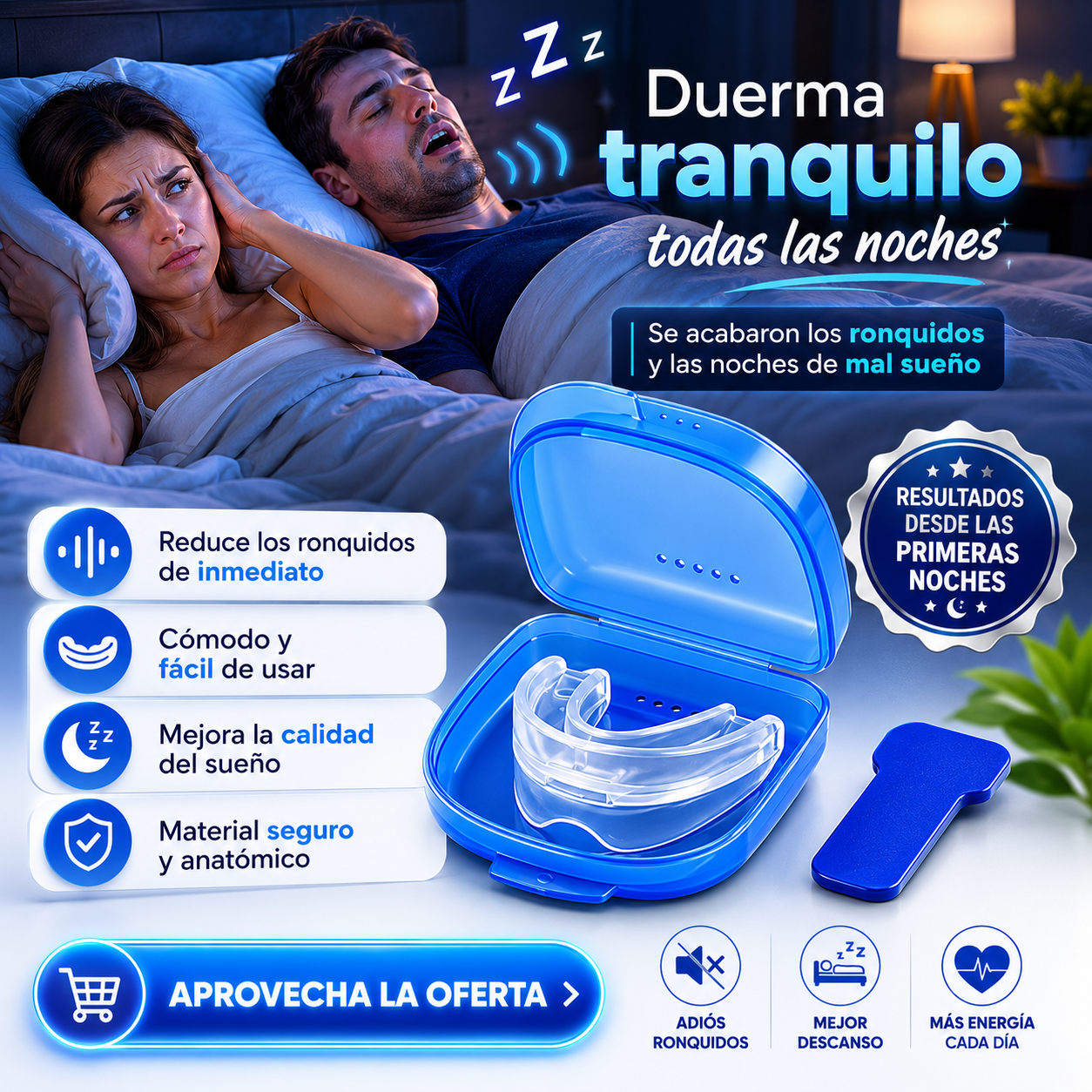 😴 ¡Dile adiós a los ronquidos! 🔥 Protector Bucal Antirronquidos con 20% OFF Hoy
