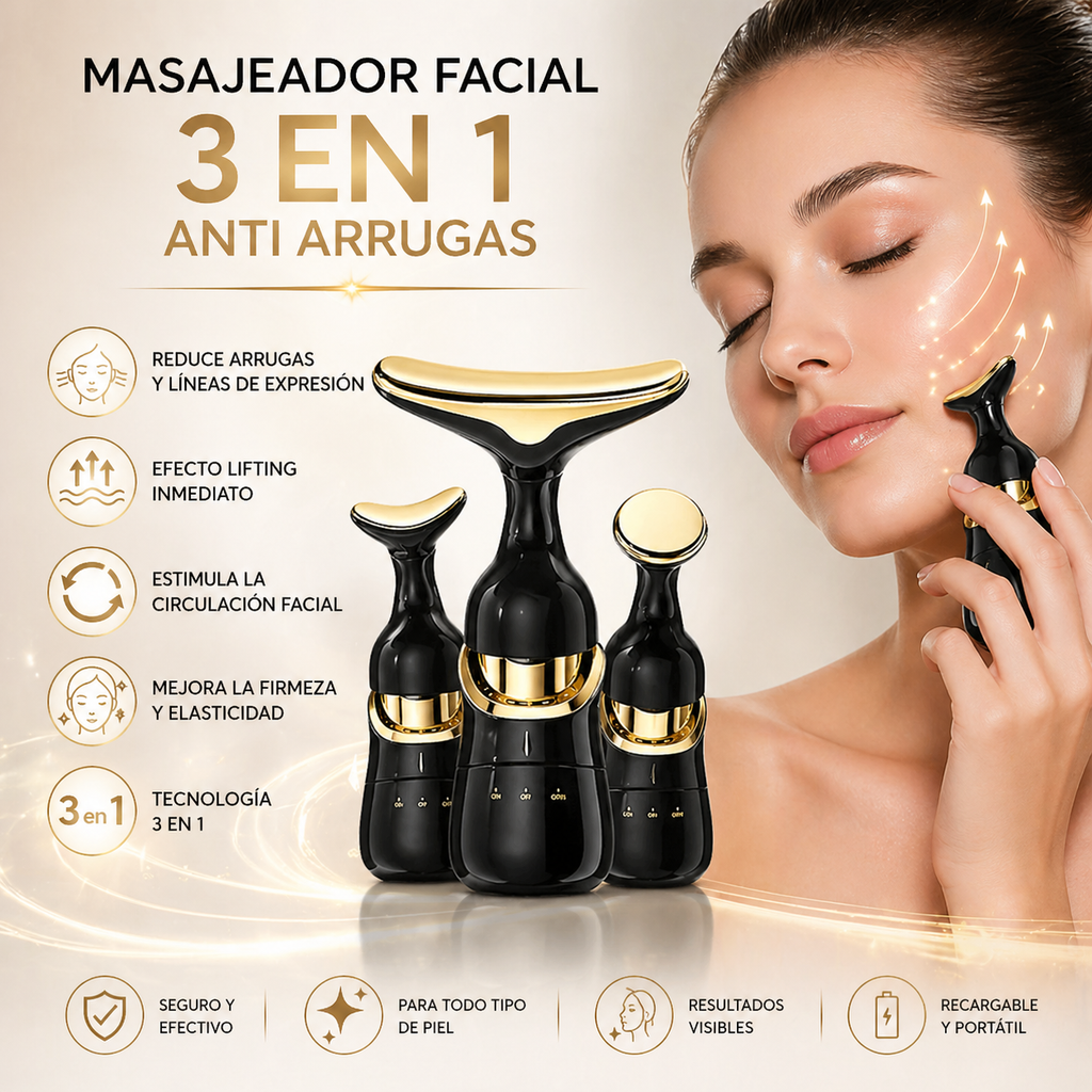 Masajeador Facial 3 En 1 Anti Arrugas
