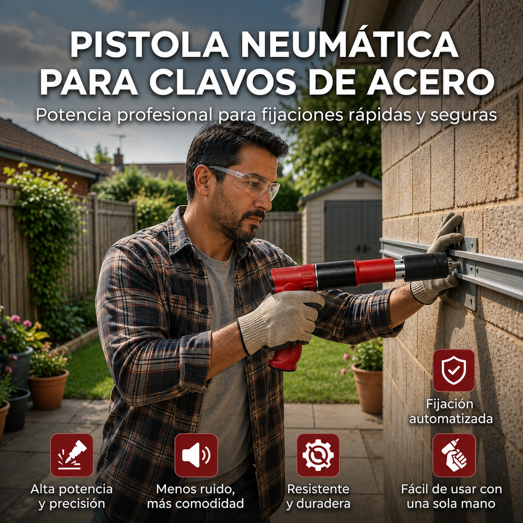 🎯 Pistola de Clavos de Acero Neumática: Evita Clavos Mal Fijados y Retrabajos Costosos. 20% DE DESCUENTO + ENVÍO GRATIS🔥